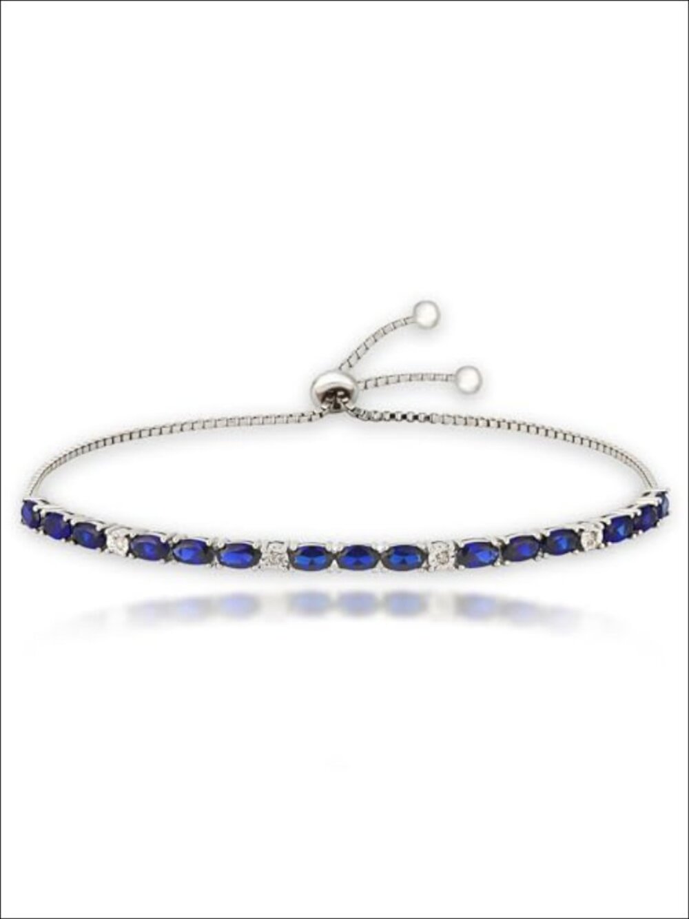 MAX + STONE 925 Sterling Silver Created Blue Sapphire Tennis Bracelet